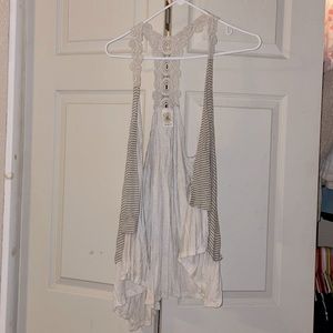 Cover up tan & beige stripes with crotchet detail